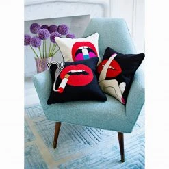 Jonathan Adler UK Lips Smolder Needlepoint Cushion