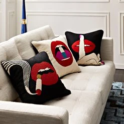 Jonathan Adler UK Lips Smolder Needlepoint Cushion