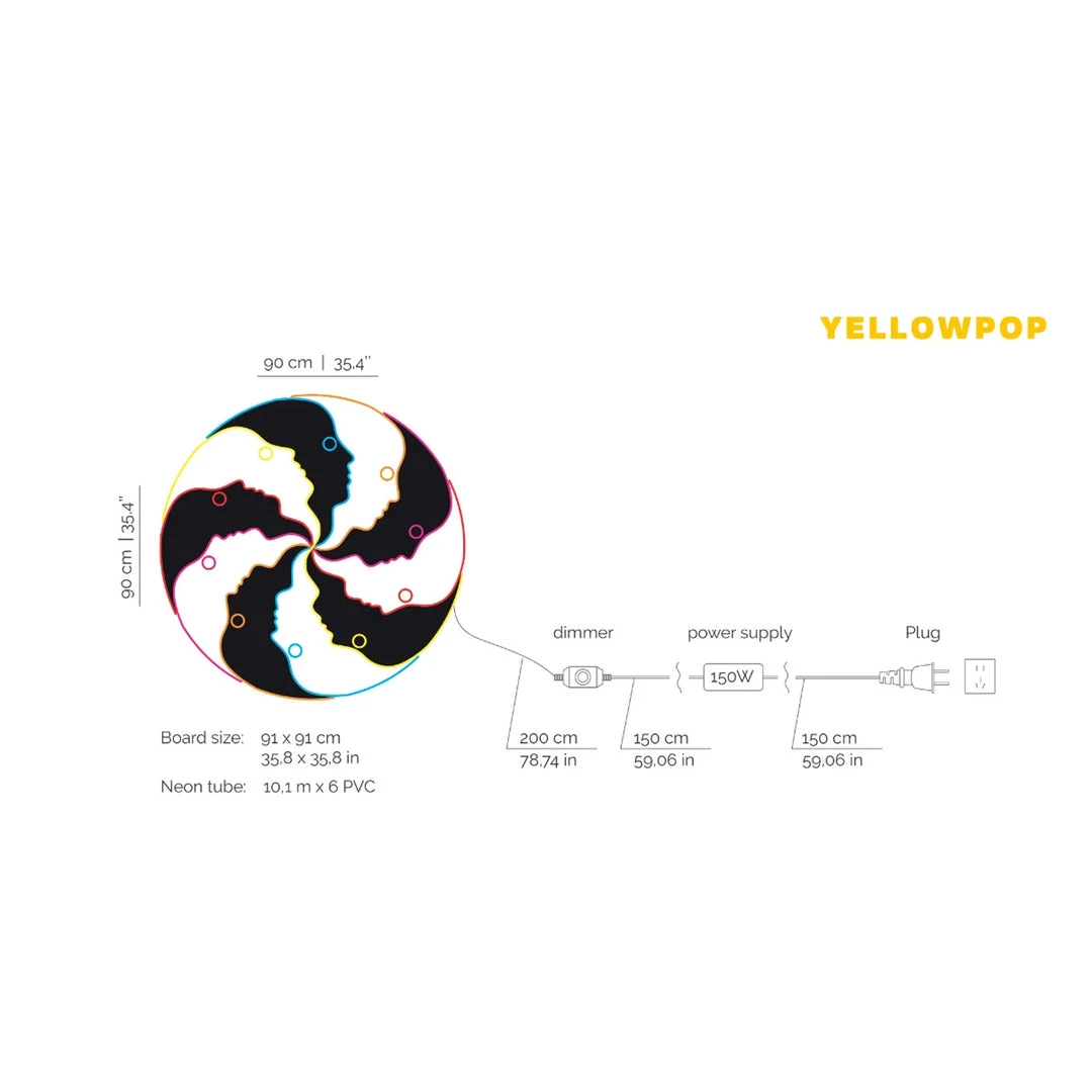 Jonathan Adler UK Atlas Round, LED Neon Sign