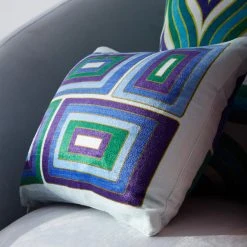 Jonathan Adler UK Emerald/Navy Milano Blocks Cushion Bestsellers