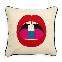Jonathan Adler UK Lips Full Dose Needlepoint Cushion