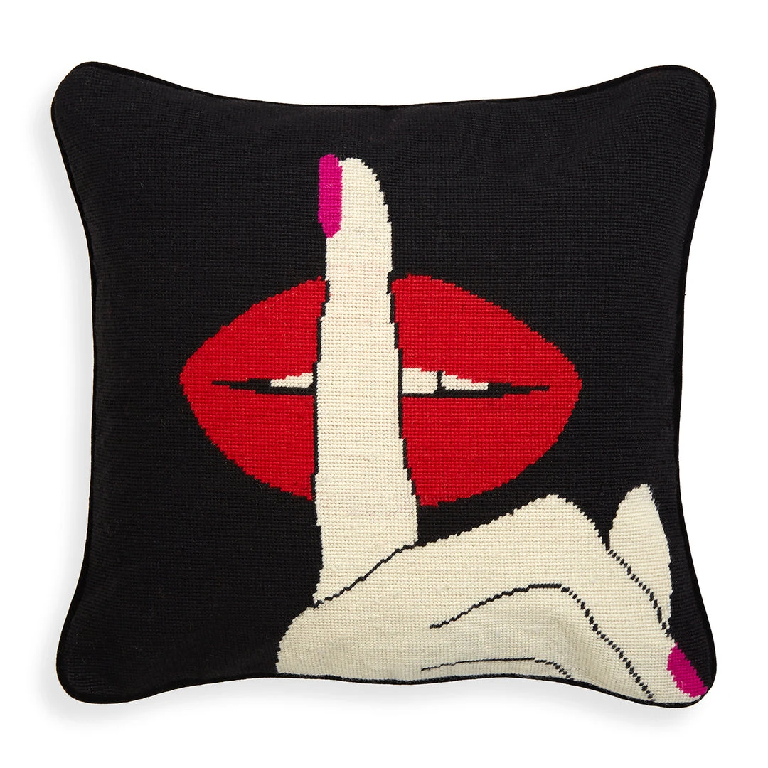 Jonathan Adler UK Bestsellers Lips Hush Needlepoint Cushion