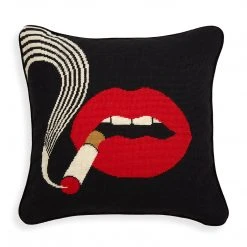 Jonathan Adler UK Lips Smolder Needlepoint Cushion