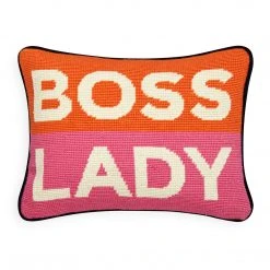 Jonathan Adler UK Boss Lady Needlepoint Cushion Cushions & Throws