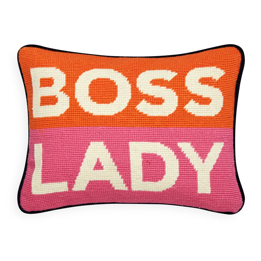 Jonathan Adler UK Boss Lady Needlepoint Cushion Cushions & Throws