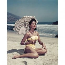 Jonathan Adler UK Art "Woman On Beach Holding Umbrella" From Getty Images